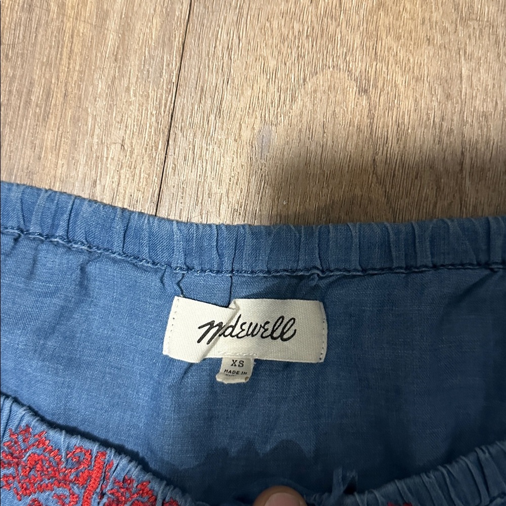 Madewell Embroidered Indigo Mercado Dress - Picture 6 of 7